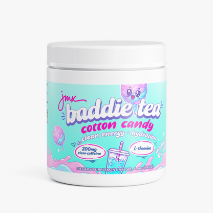 JMX Baddie Tea (Cotton Candy), Clean Energy + Hydration, Loaded Tea, 200mg Clean Caffeine, L-Theanine, B-Complex, 0g Sugar