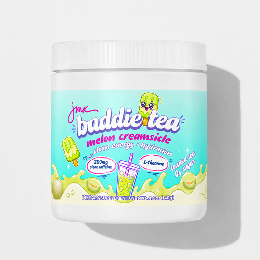 JMX Baddie Tea (Melon Creamsicle), Clean Energy + Hydration, Loaded Tea, 200mg Clean Caffeine, L-Theanine, B-Complex, 0g Sugar