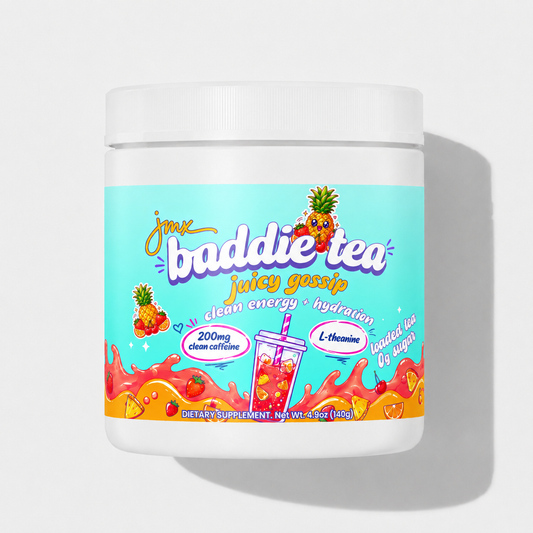 JMX Baddie Tea (Juicy Gossip Fruit Punch), Clean Energy + Hydration, Loaded Tea, 200mg Clean Caffeine, L-Theanine, B-Complex, 0g Sugar