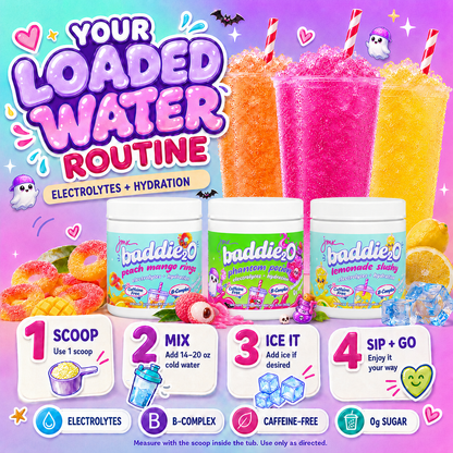 JMX Baddie₂O, Loaded Water, Phantom Potion Lychee Flavor, Electrolyte + Hydration, Sugar-Free, Caffeine-Free, B-Complex, Halloween Limited Edition
