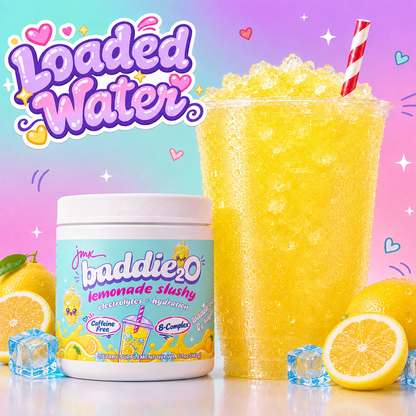 JMX Baddie₂O, Loaded Water, Lemonade Slushy Flavor, Electrolyte + Hydration, Sugar-Free, Caffeine-Free, B-Complex