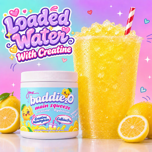 JMX Baddie₂O, Loaded Water, Main Squeeze Lemon Flavor, Creatine + Hydration, Sugar-Free, Caffeine-Free, 5000mg Creatine Monohydrate